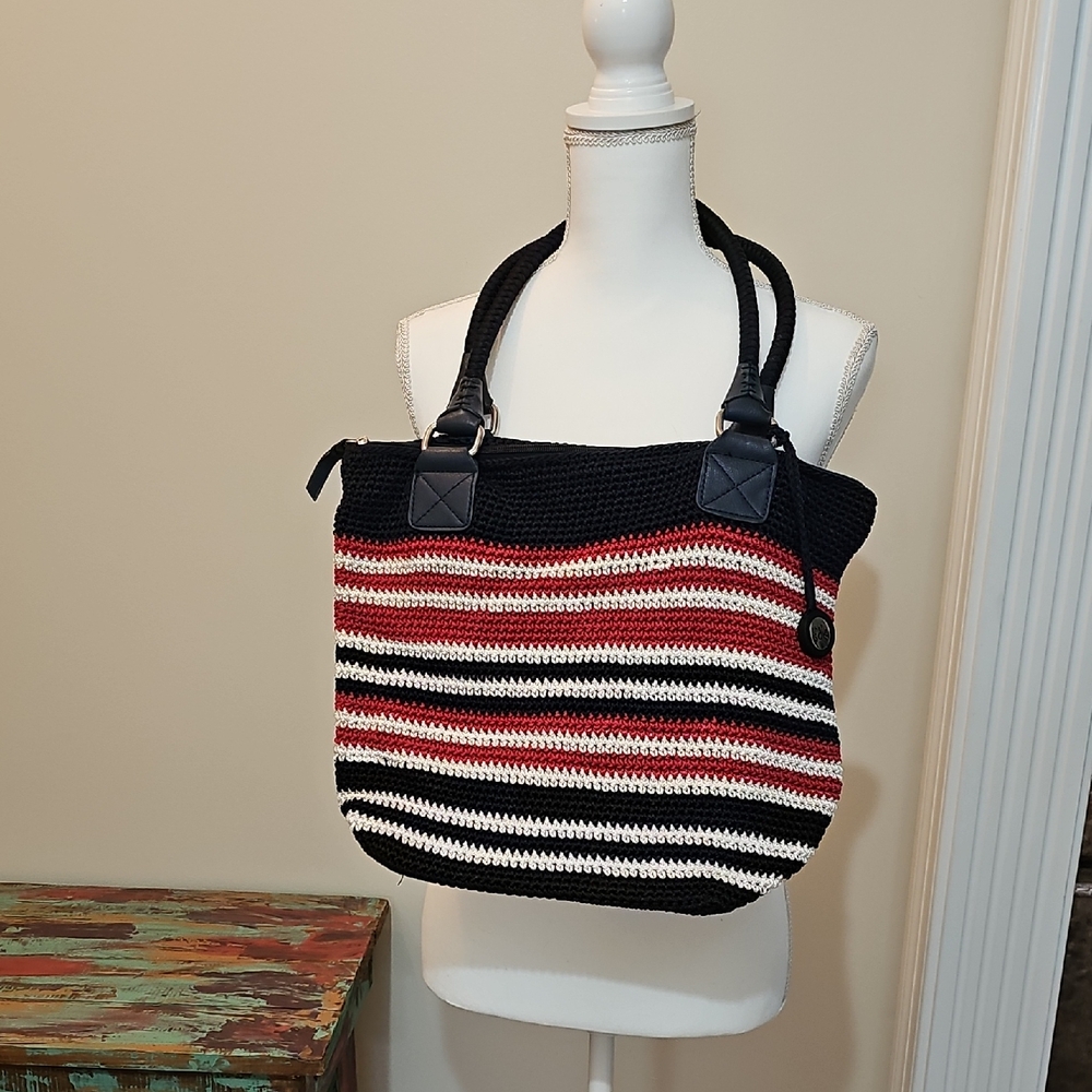 The Sak Black, Red, and White Striped Tote